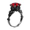 Skull Gothic Black Ring Red Crystal Vampire Double Skull Halloween Rings Black for Women Wedding Jewelry