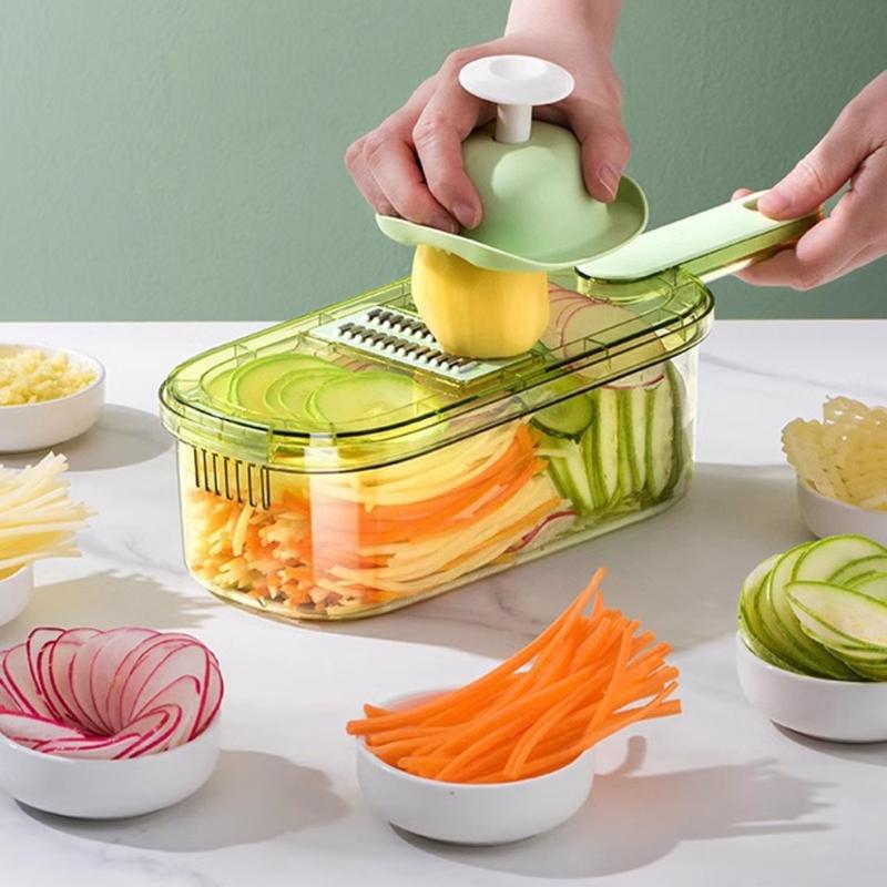 Multigunctional Vegetable Chopper 6 Interchangeable Blade Nonslip Handle Convenient Storage Designs Space Saving Grater