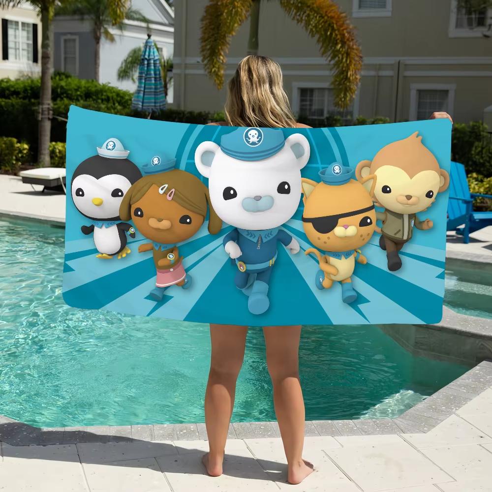 

Cute Sea Rescue Team Beach Towel Flat Print Polar Bear Penguin Cat Underwater Adventure Microfiber Towel for Kids Gift Pool W40*H60(CM)
