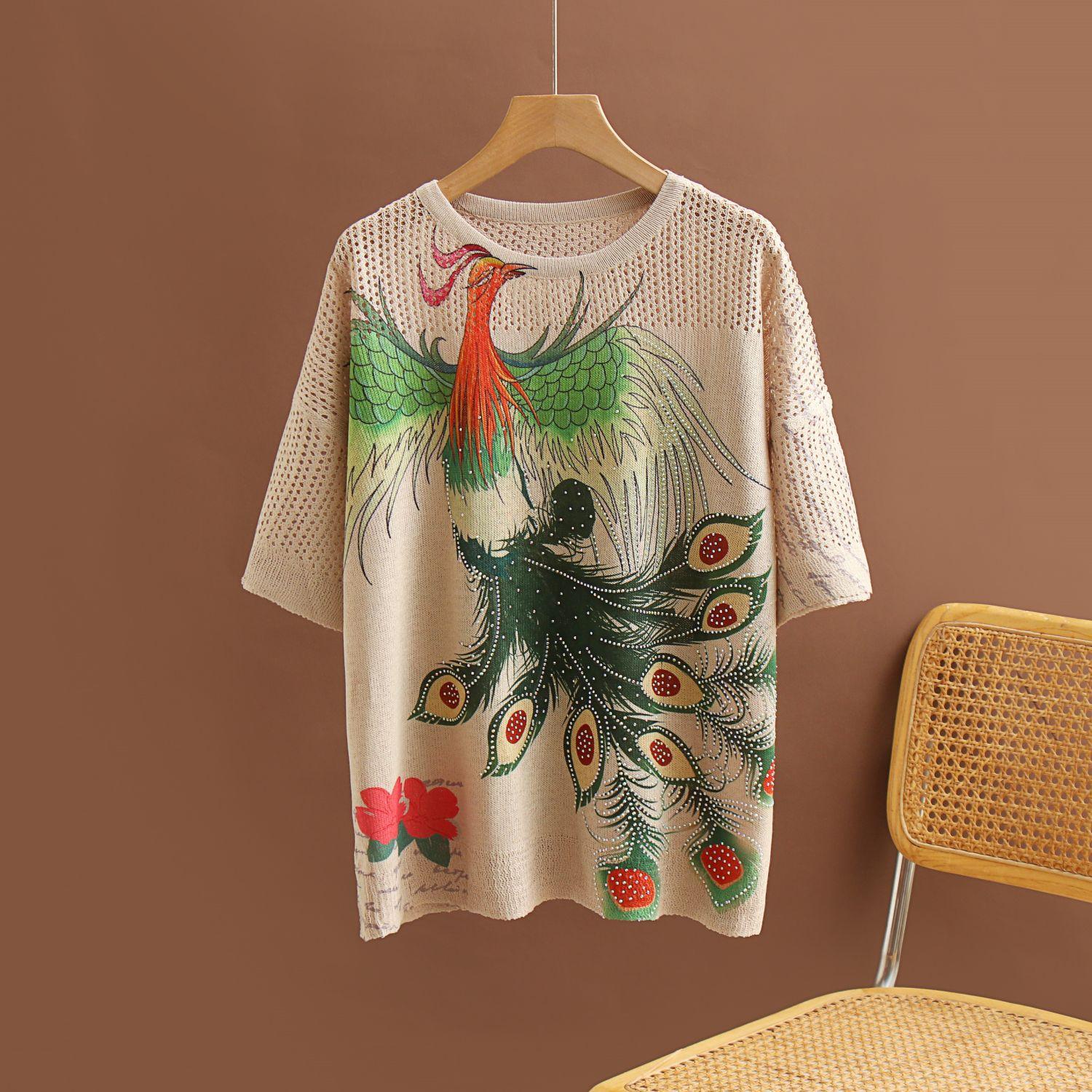 

DIMANAF 2024 летние женские футболки летние стильные рубашки с принтом горный хрусталь мультфильм элегантные женские топы футболки свободные повседневные 753 One Size