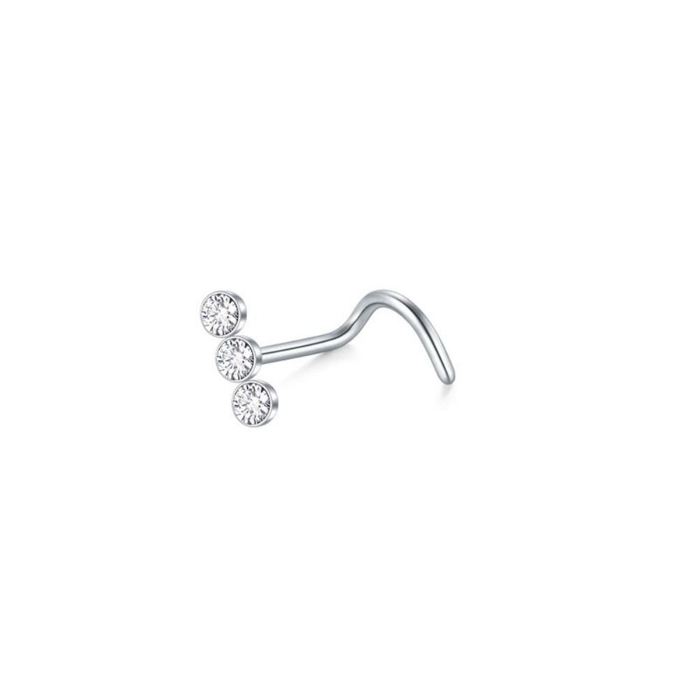 Geometric Zircon Nose Screw Studs Opal Nostril  Goth   Daily