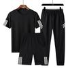 Unisex Quick-Dry 3-Piece Sportswear Set: Short-Sleeve Tee, Long Pants & Shorts for Junior High PE