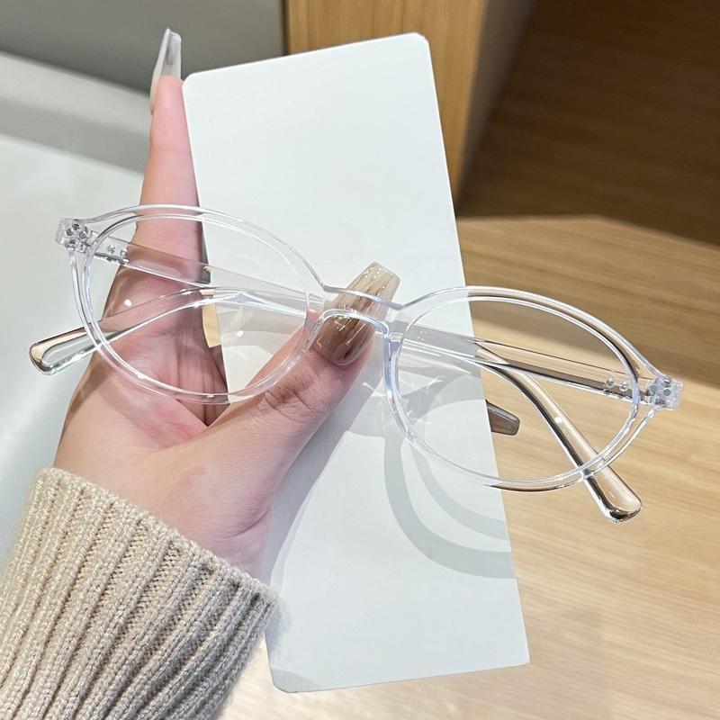 Korean Retro Oval Frame Blue Light Blocking Glasses Women Men Fashion Trendy Anti Blue Ray Plain Eyewear Decorative Eyeglasses