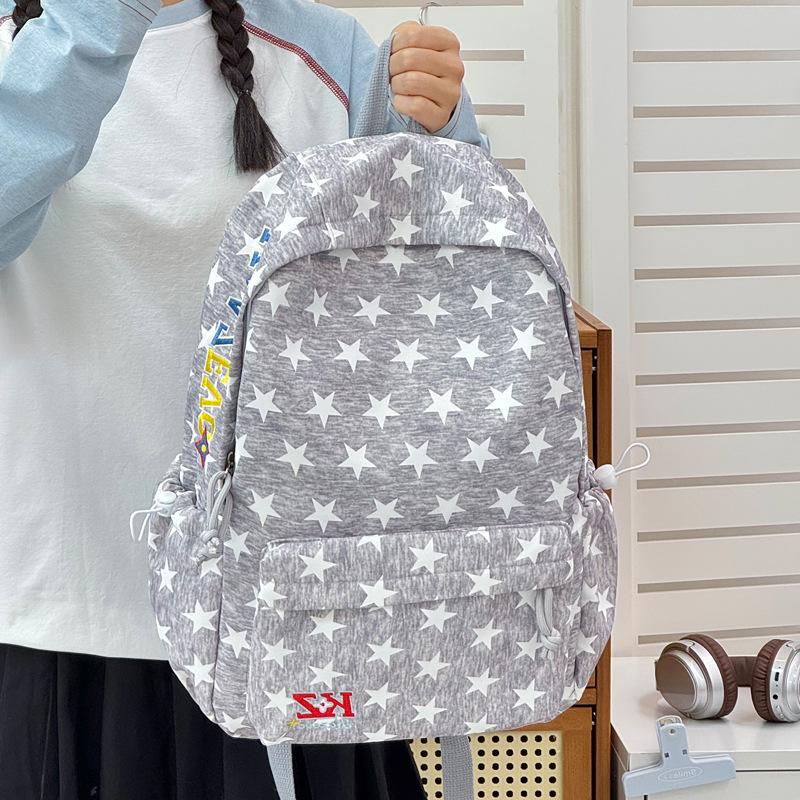 Schoolbag Star Printing Student Schoolbag Simple and Lightweight Student Party Class Daily Travel Leisure Large Capacity Backpack