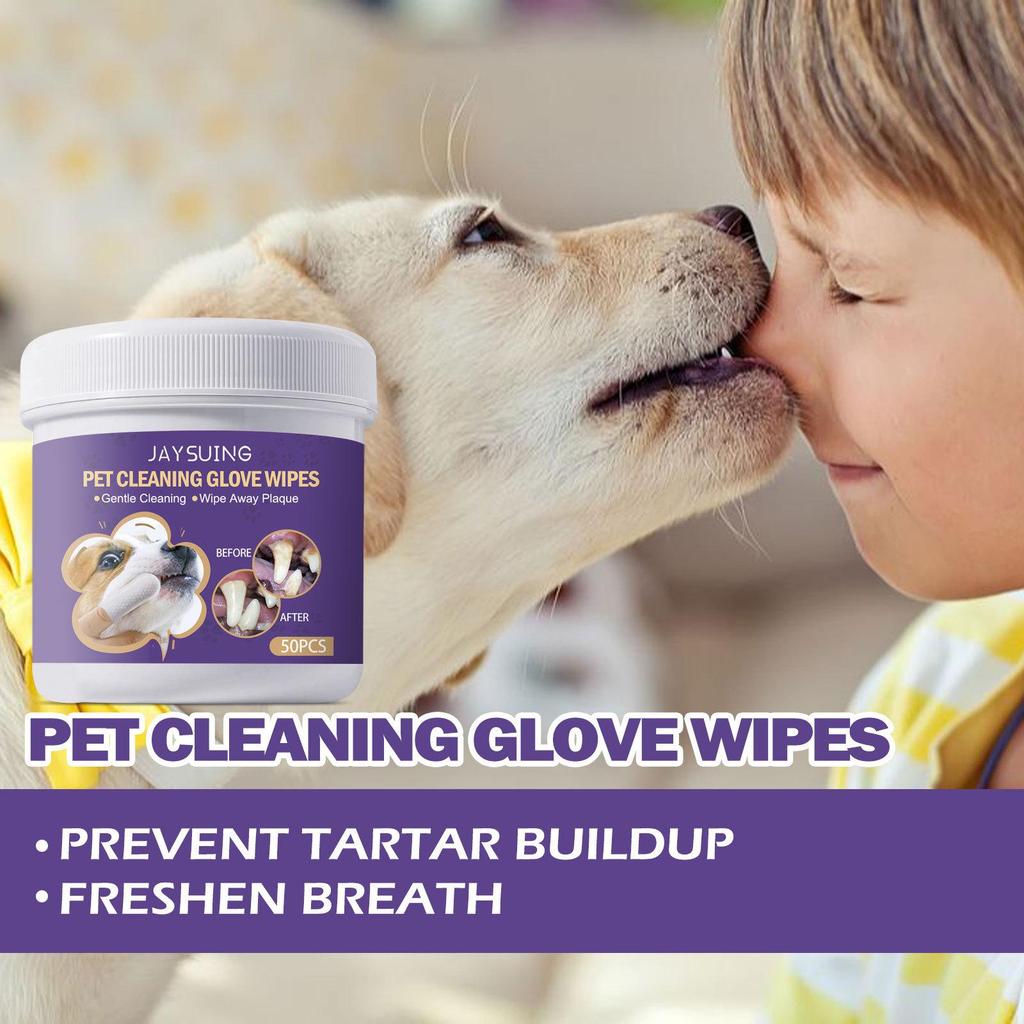 JAYSUING Pet Freshening Glove Wipes for Gentle Dental Care and Odor Control