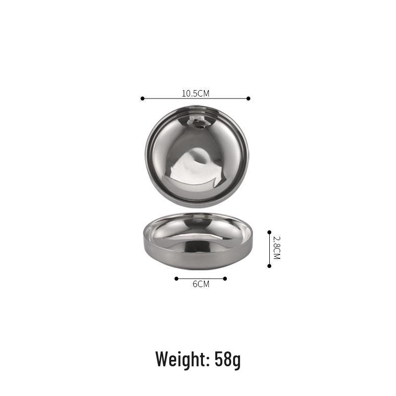 Korean-Style Double Layer Gold Kimchi Dish - Stainless Steel Small Bowl for BBQ, Dipping Sauce, Seasoning.