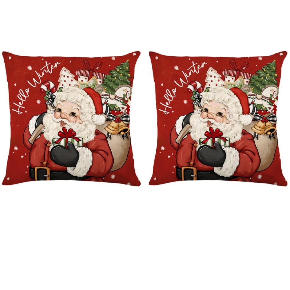 

2Pcs 45x45cm Christmas Cushion Cover Soft Snowman Pillow Shell Santa Claus Sofa Pillowcase Bed Style 2