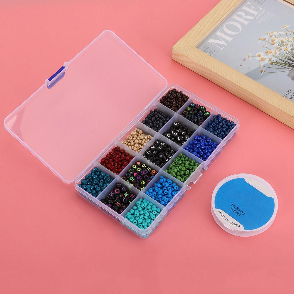 DIY Craft Round Quadrate Beads Kit Bracelet Necklaces Crafting Jewelry Making Supplies