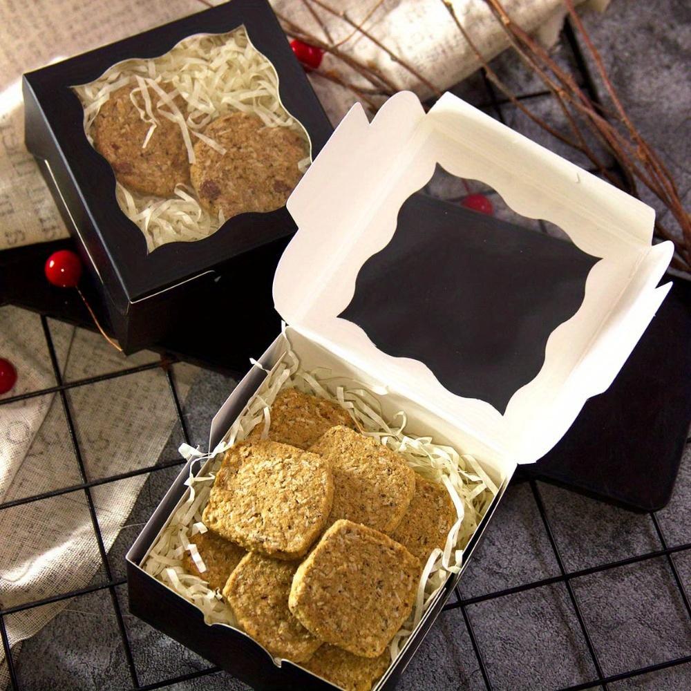 20pcs Black Gift Bakery Boxes with Window Mini Cookie Boxes Treat Boxes Gift Wrap Box for Birthday Parties Wedding Holiday Celebrations