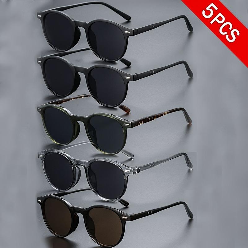5 Pairs of Fashionable Retro Classic Round Frame Glasses Suitable for Both Men and Women Daily Casual Suitable for All Seasons