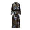 Autumn and Winter New Women clothes Western Style Retro Satin Print Mid-Length Midi Dress 9965281