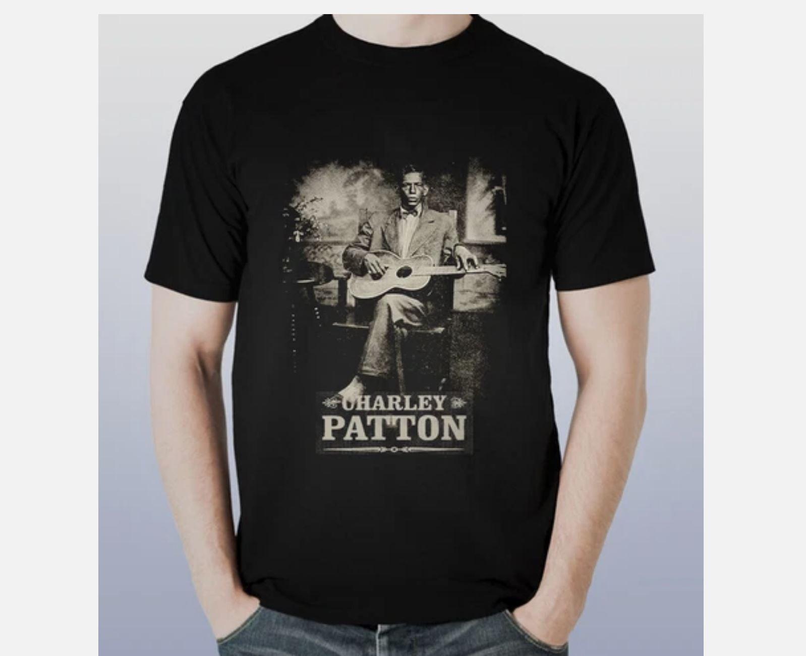 Blues Charley Patton Short Slevee Black T-Shirt L