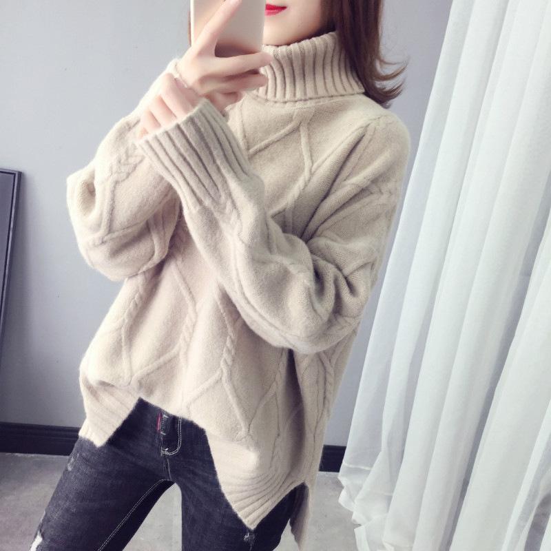 Autumn and Winter High Neck Sweater for Women Loose Pullover Sweater Long Sleeved Sweater for Women