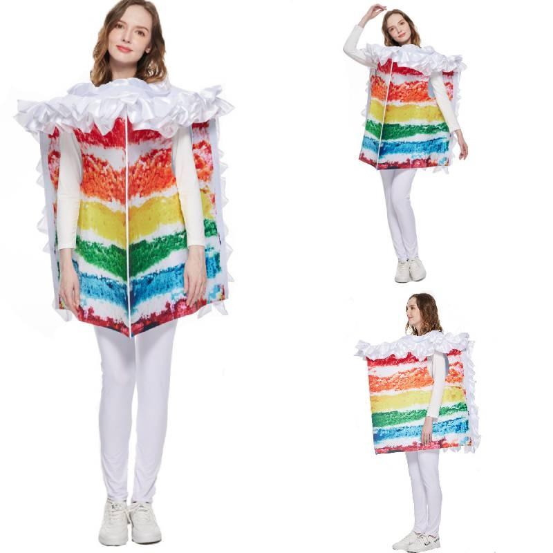 Vibrant Cream Layered Cake Cosplay Costume Unisex Rainbow Themed Outfit For Parties