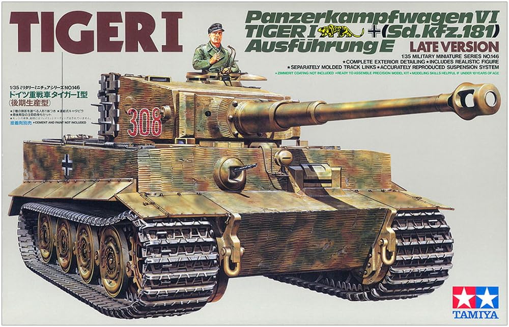 TAMIYA Military Miniature Series German Army Heavy Tank Tiger I Type Late Production Plastic Model 35146 1/35 No.146