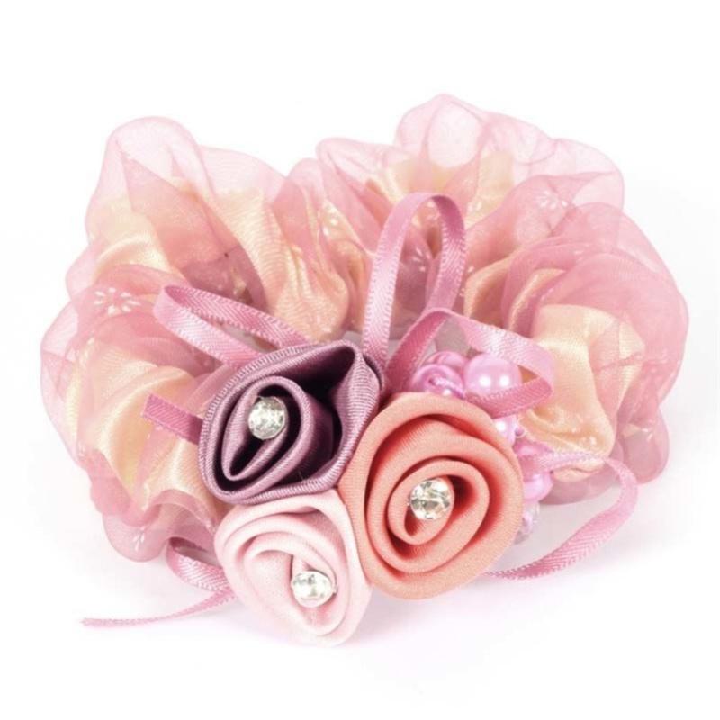 Elegant Pearl Flower Scrunchies Women Girls Elastic Hair Rubber Bands Accessories Tie Hair Ring Rope Ponytail Holder Headdress