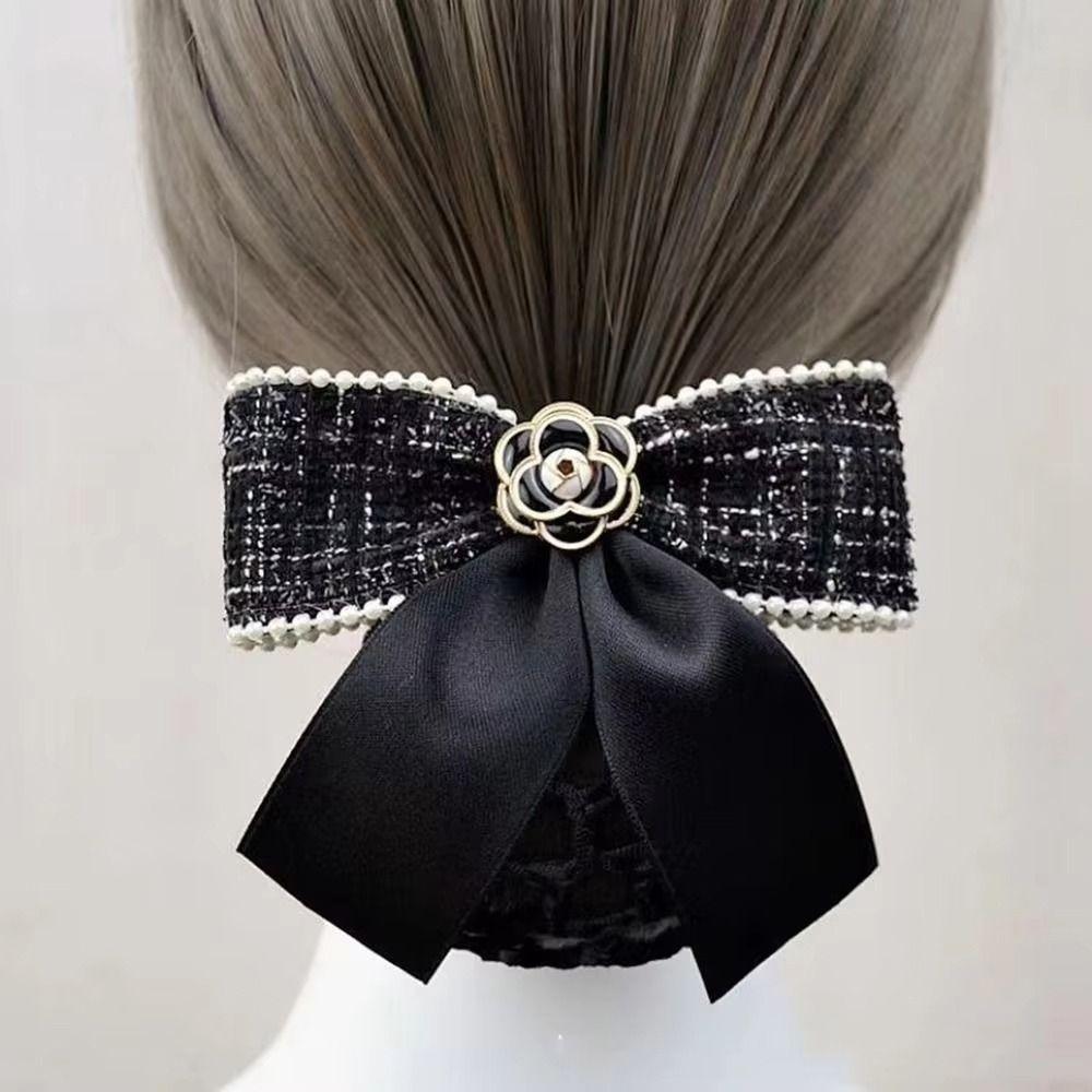 1Pcs Queen Memorial Mesh Flower Bowknot Bun Snood Black Headwear Net Crochet Bow Fine/Loose Mesh Funerals Accessories