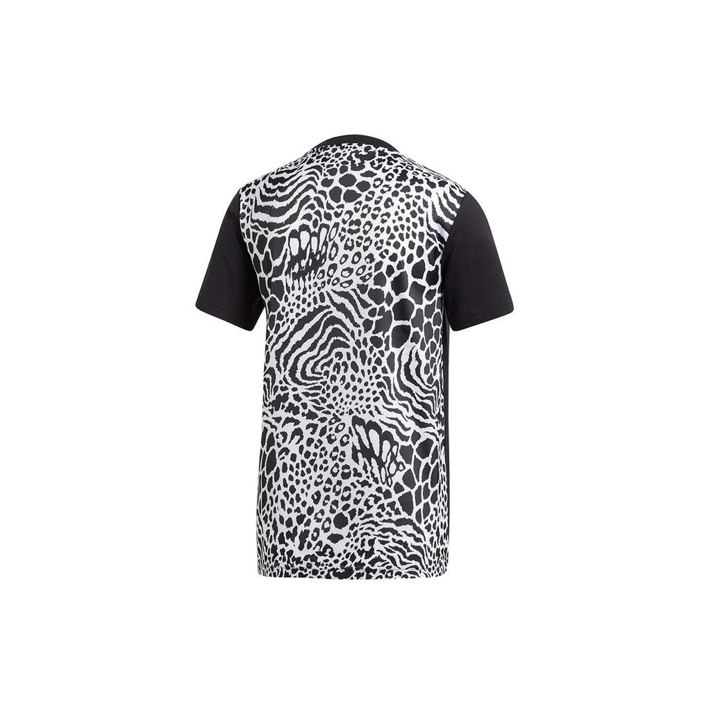 Adidas Originals Casual Sports Breathable Leopard Print T-Shirt Women Tops Black DY0883