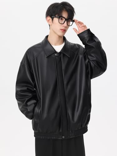 East Rain Casual Motorcycle Leather Jacket with Pockets, Long Sleeves, Flattering Design, Durable, Perfect for School or Commuting (SEW403)