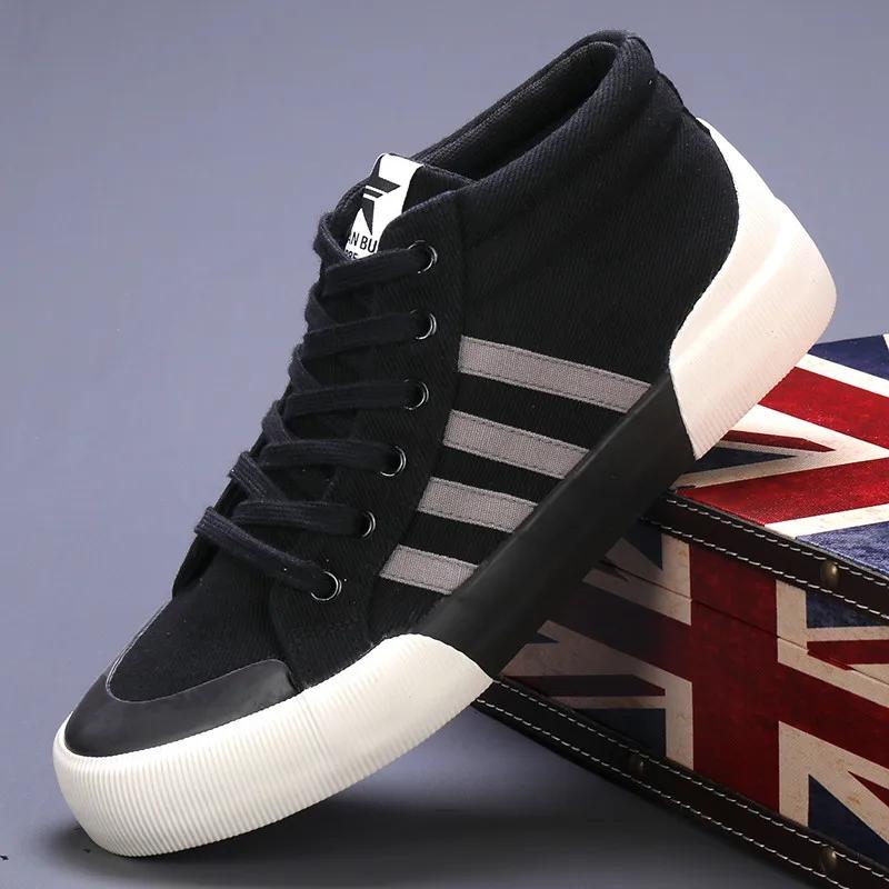 Autumn Breathable Canvas Sneakers Men Plimsoll Fashion High Top Vulcanized Shoes Men Casual Green Men's Canvas Shoes