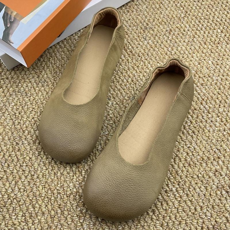 

Модные балетки 2025 женские с квадратным носком винтажные мягкие лоферы удобные кожаные балетки для женской обуви для платья 40 хаки