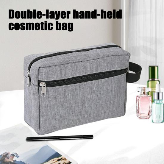 Portable Toiletry Bag Oxford Fabric Makeup Bag with Side Handle Large Capacity Cosmetic Pouch for Weekender Travel Business Trip