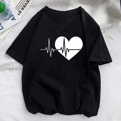 Tee Women Top Clothes Love Heart Valentine's Day Lady Casual Short Sleeve Fashion Summer Tshirt Regular Female Graphic T-Shirt