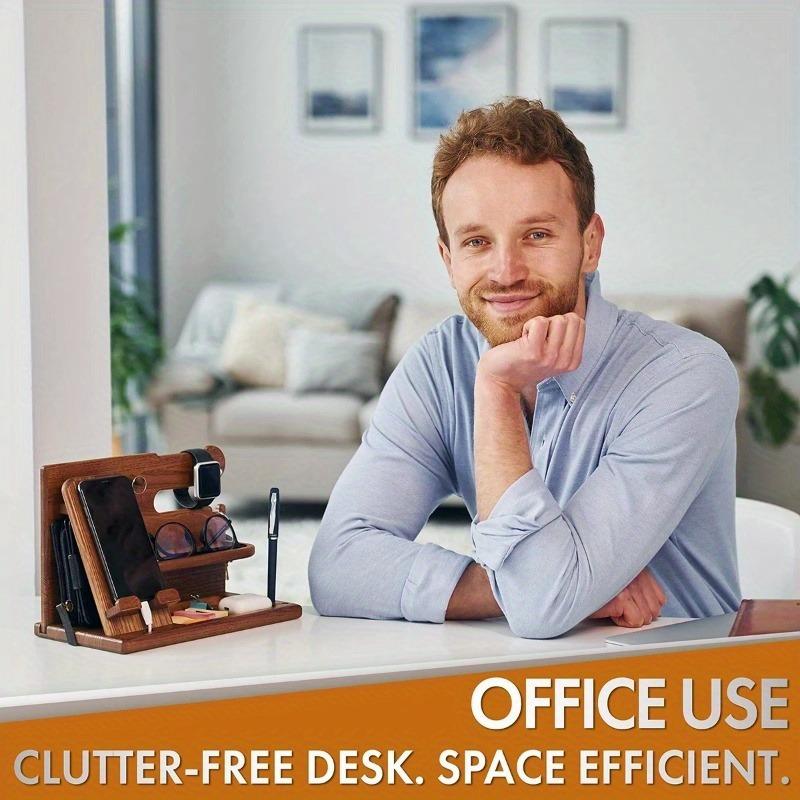 1Pc Multi-functional Wooden Telephone Extension Base Bedside Table Desktop Organizer Storage Rack Mobile Phone Holder.