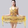 Women Belly Dance Belt Hip Scarf, Bellydance Hip Scarf Skirt Belly Dance Waist Chain with Gold Coins Belly Dance Cloth