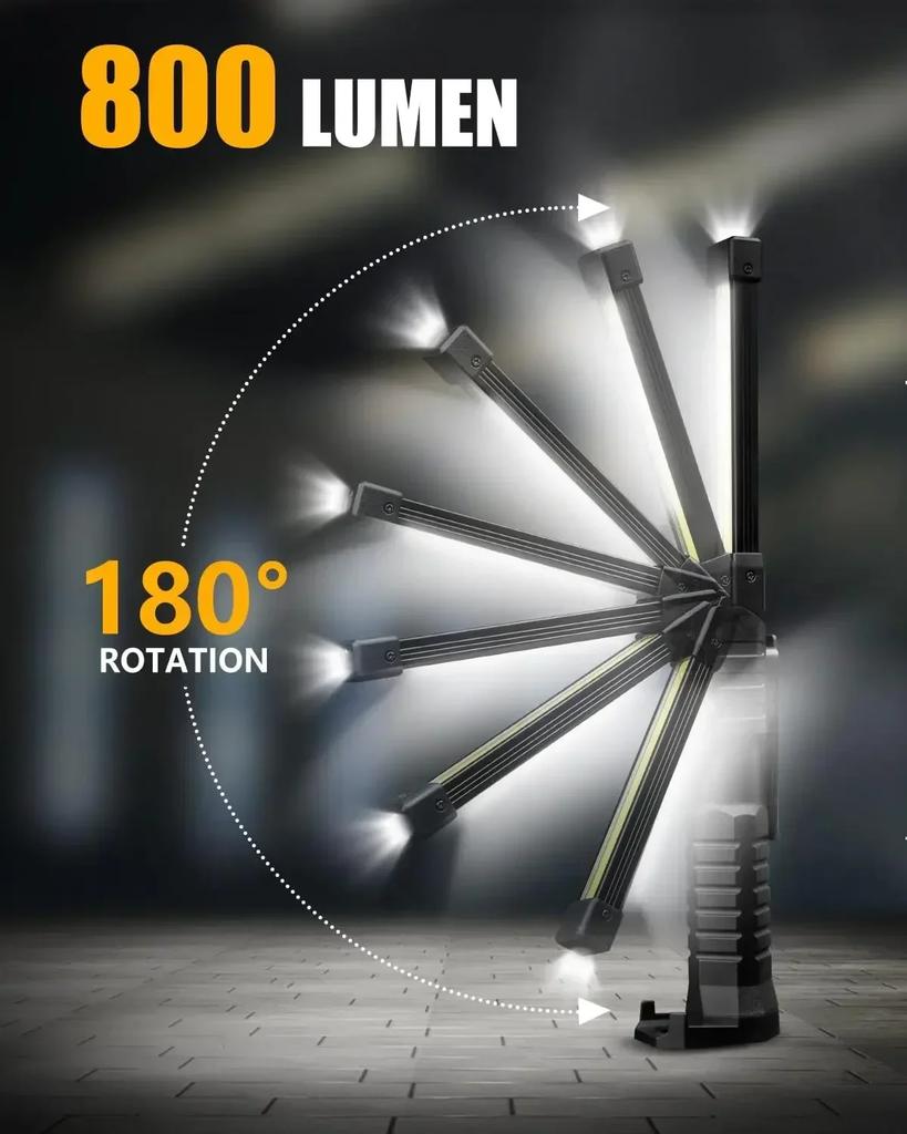 Powerful Fold Flashlight Type-c Rechargeable Lantern Built-in Battery Magnetic LED Work Lights for Camping Garage Emergency Lamp