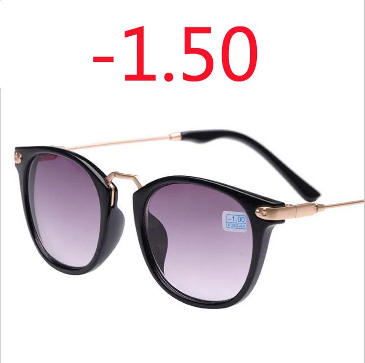 New Finished Myopia Sun Glasses Fashion Gray Lens Metal Legs With Degrees Sunglasses -1 -1.5 -2.0 -2.5 -3.0 -3.5 -4.0