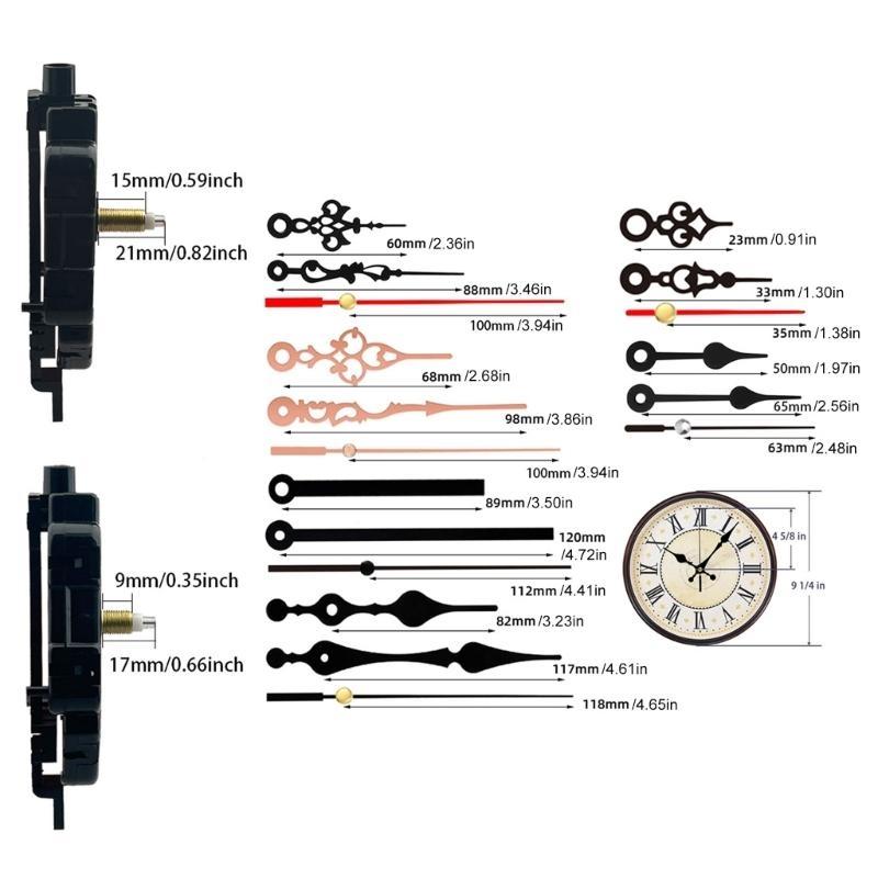 2 Pack Quartzs Pendulum Clock Movement with 6 Pair of Clock Hands for DIY Wall Clock Projects Wall Clock Replacement
