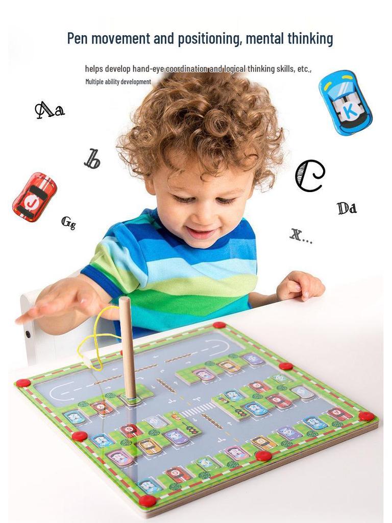 Cross-Border Montessori Children's Magnetic Bead Maze Board: Educational Color Sorting and Counting Toy