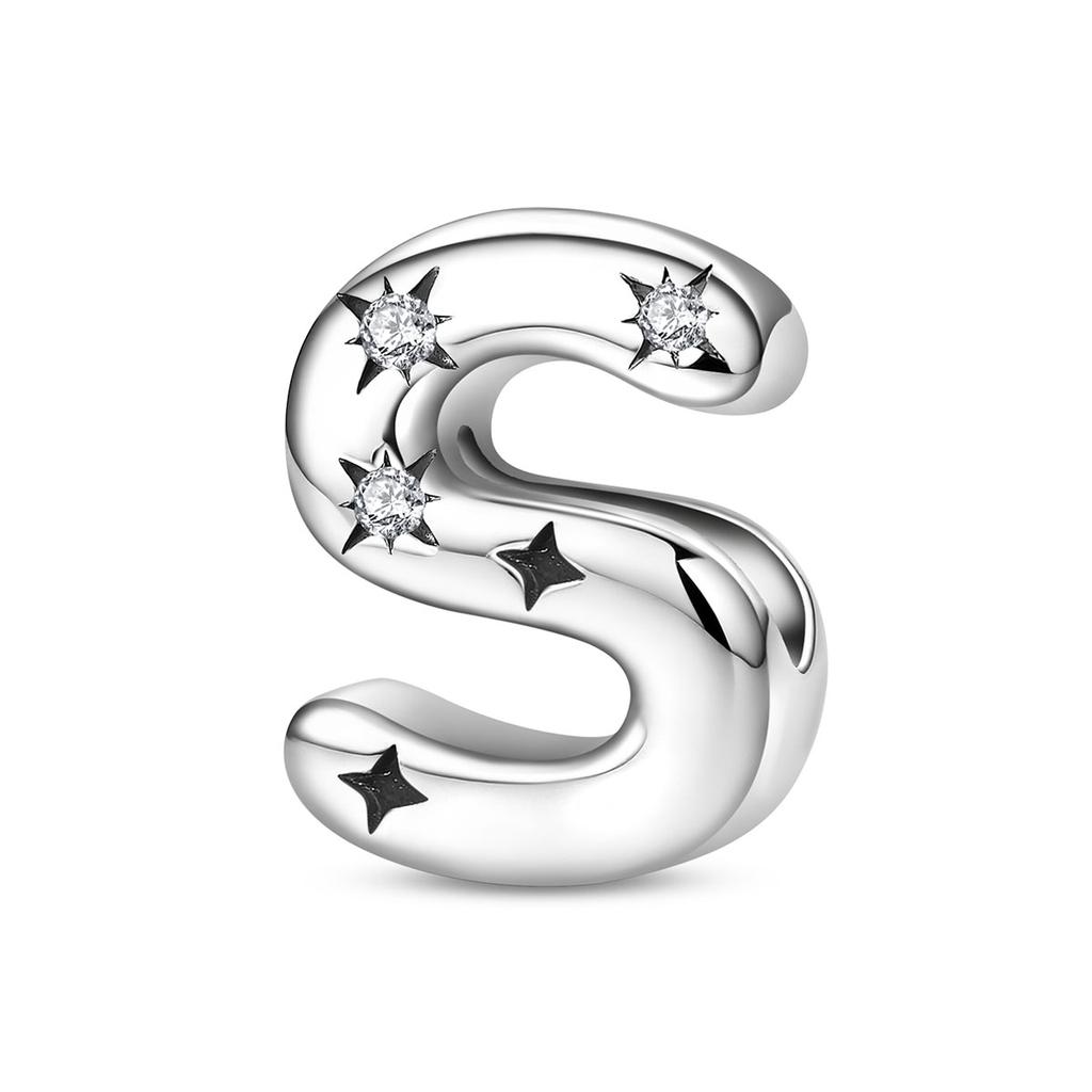 Copper Original 26 Alphabet A-Z Letters Charms Star Zircon Beads Fit Diy Bracelet Fashion Birthday Jewelry For Women Gifts