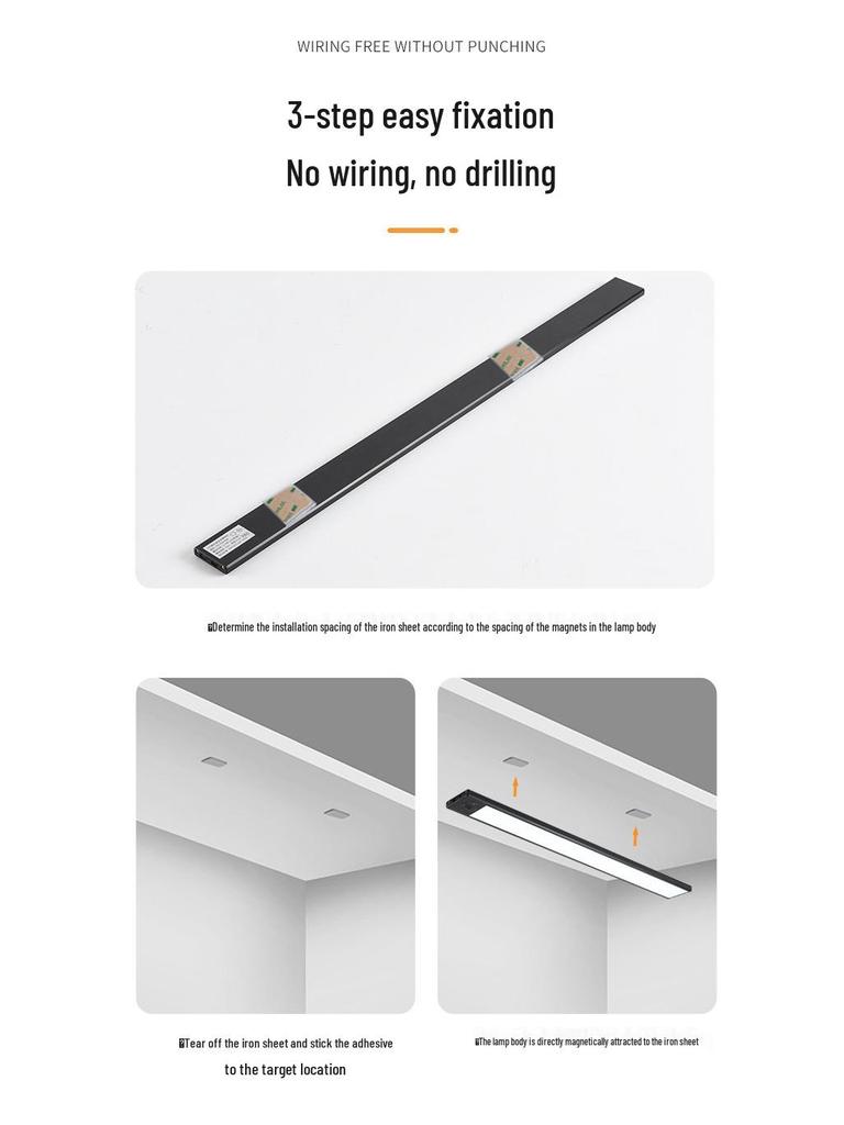 Ultra-Thin Rechargeable LED Sensor Light: Wireless, Self-Adhesive for Cabinets, Kitchens, Entrances, and Bedsides