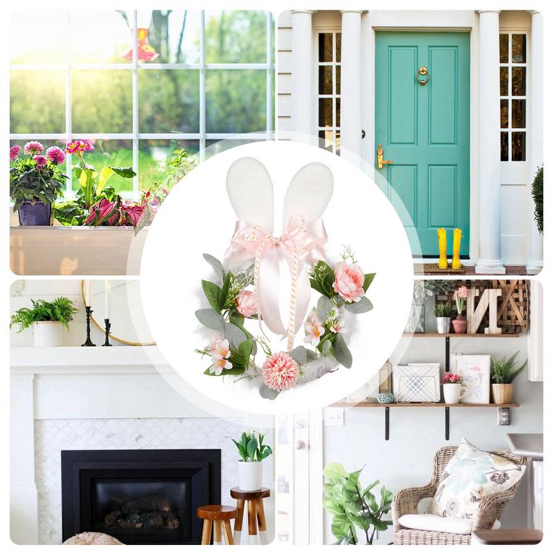 Easter Wreaths For Front Door Seasonal Artificial Spring Decor Bunny Ear Wreath Outdoor Decorations For Bedroom Party Birthday