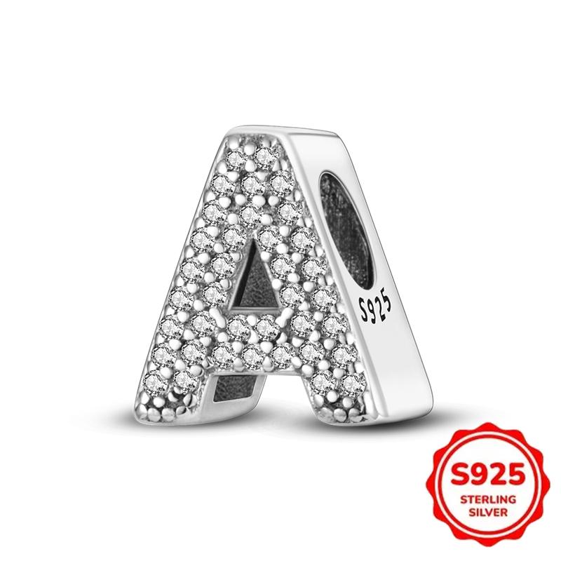 Trendy Fashion Classic 26 Alphabet Letters Charm Bead Components Bead Components Authentic Original Retro Zircon Copper Metal Designed For Women