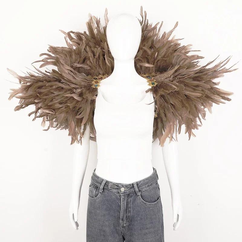 Carnival Costume Decorative Accessories Luxury Feather Shawl Party Cosplay Scarf Fashion Show Runway Performance Elegant Apparel