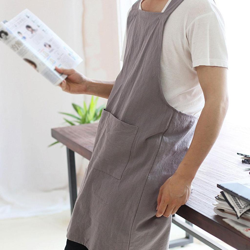 Cotton Kitchen Apron with Cross Back Design, Pinafore for Crafting