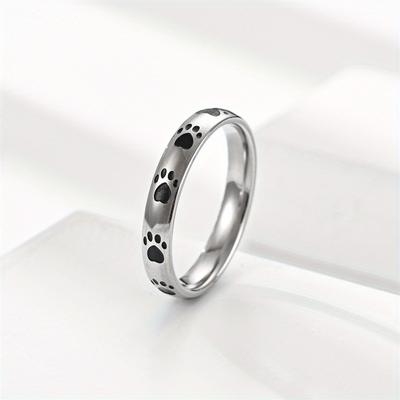 1 Stück Stilvoller, Stilvoller und Niedlicher Katzenpfotenmuster-Design Titanstahl Einfacher Ring
