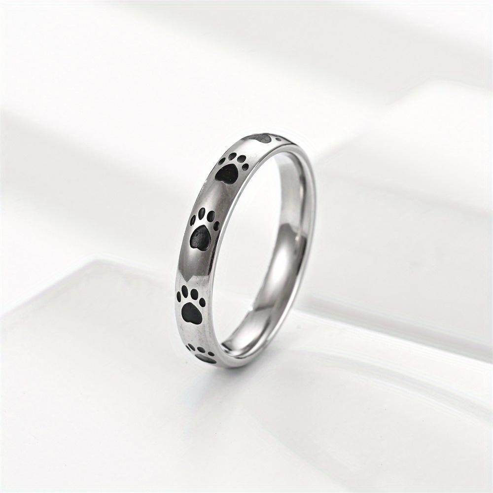 1Pc Stylish, Stylish and Cute Cat Claw Pattern Design Titanium Steel Simple Ring