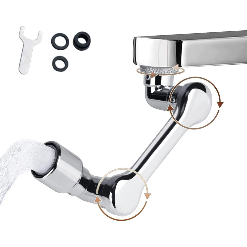 

Вращающийся удлинитель аэратора для смесителя, насадка для воды с большим углом, универсальный брызгозащитный удлинитель для смесителя для кухонной раковины и раковины в ванной комнате