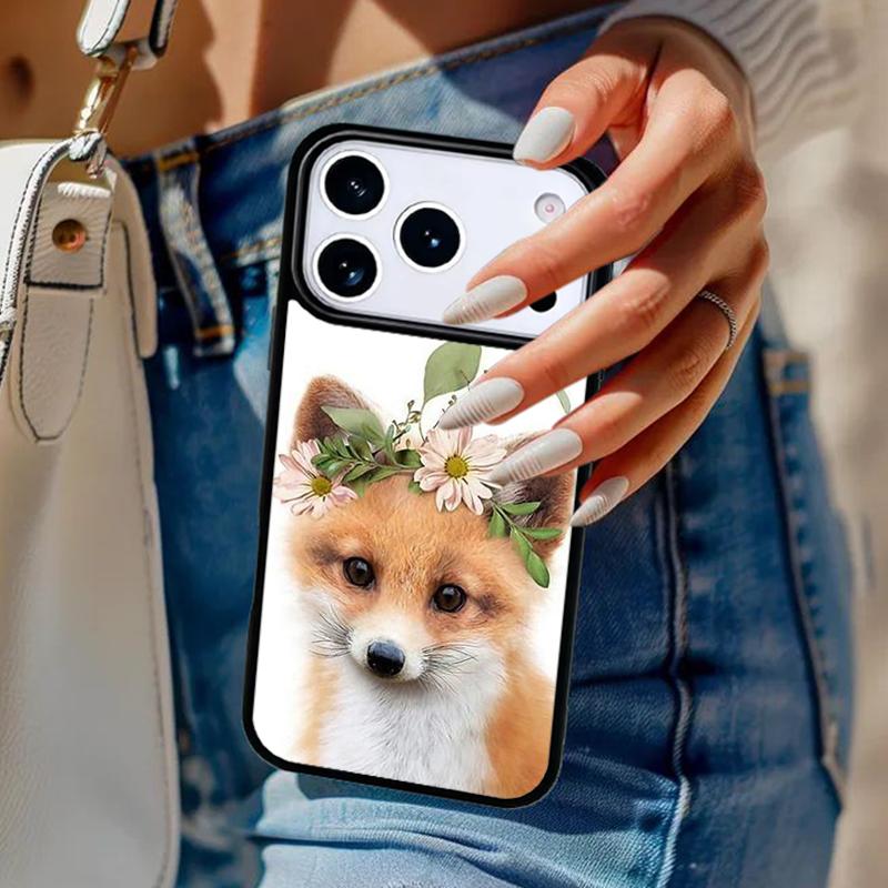 Raccoon Fox Animal Flower Phone Case For iPhone 17 Air 14 15 13 12 Max Cover For Apple 16e 11 Pro Max Plus Coque