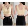 Women Wide Shoulder Seamless Wireless Vest Style Gathering Bra With Chest Pad