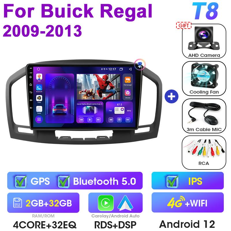 2 Din Android 12 Car Radio For Buick Regal For Opel Insignia 2009 - 2013 Multimedia Video Player GPS 4G Carplay Auto Stereo DVD