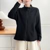 Women S Plus Size Simple Fleece Thickened Stand Collar Long Sleeve Top