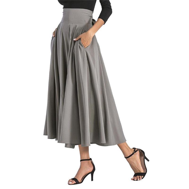 

Женское плиссированное платье с высокой талией, разрезом сбоку, поясом и карманом на юбке, винтажное платье XXL светло-серый