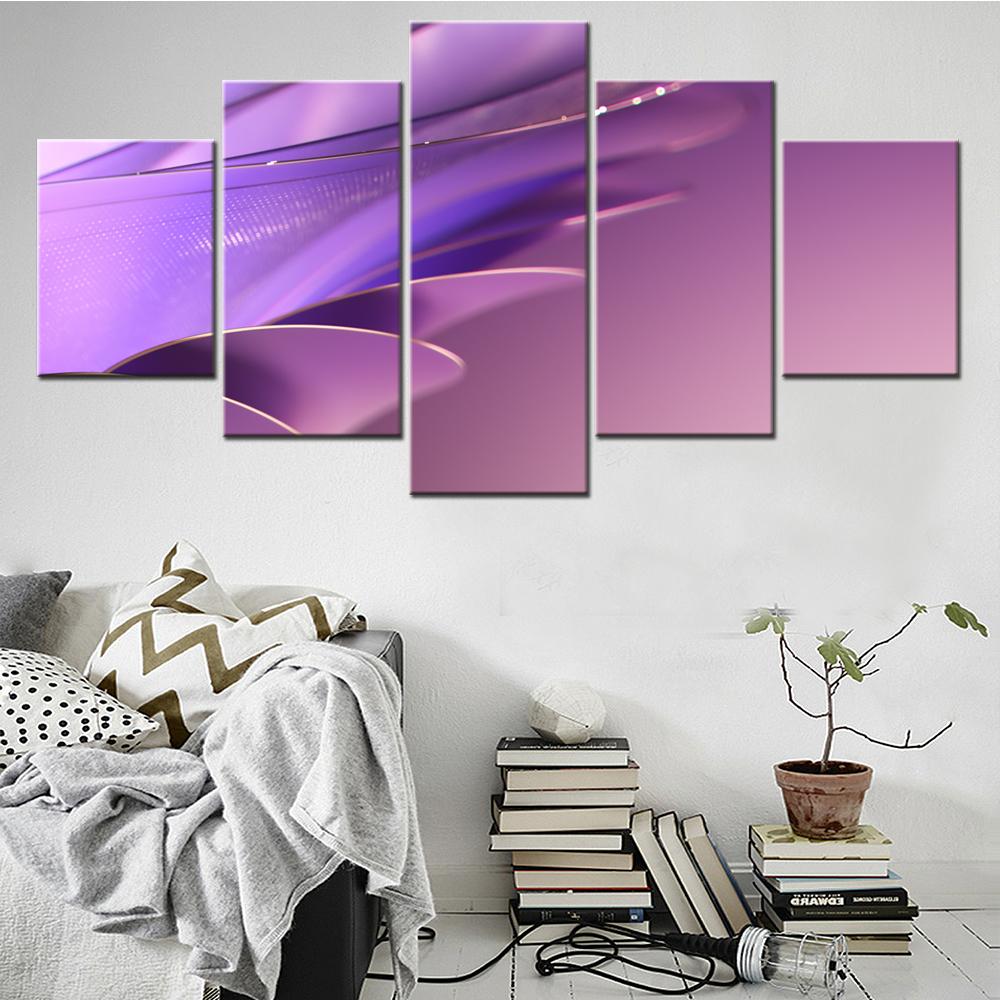 5 Pieces Canvas Wall Arts Poster Painting Abstract Purple Gradient Abstract Art Wallpaper Home Decor Picture Printing Mural