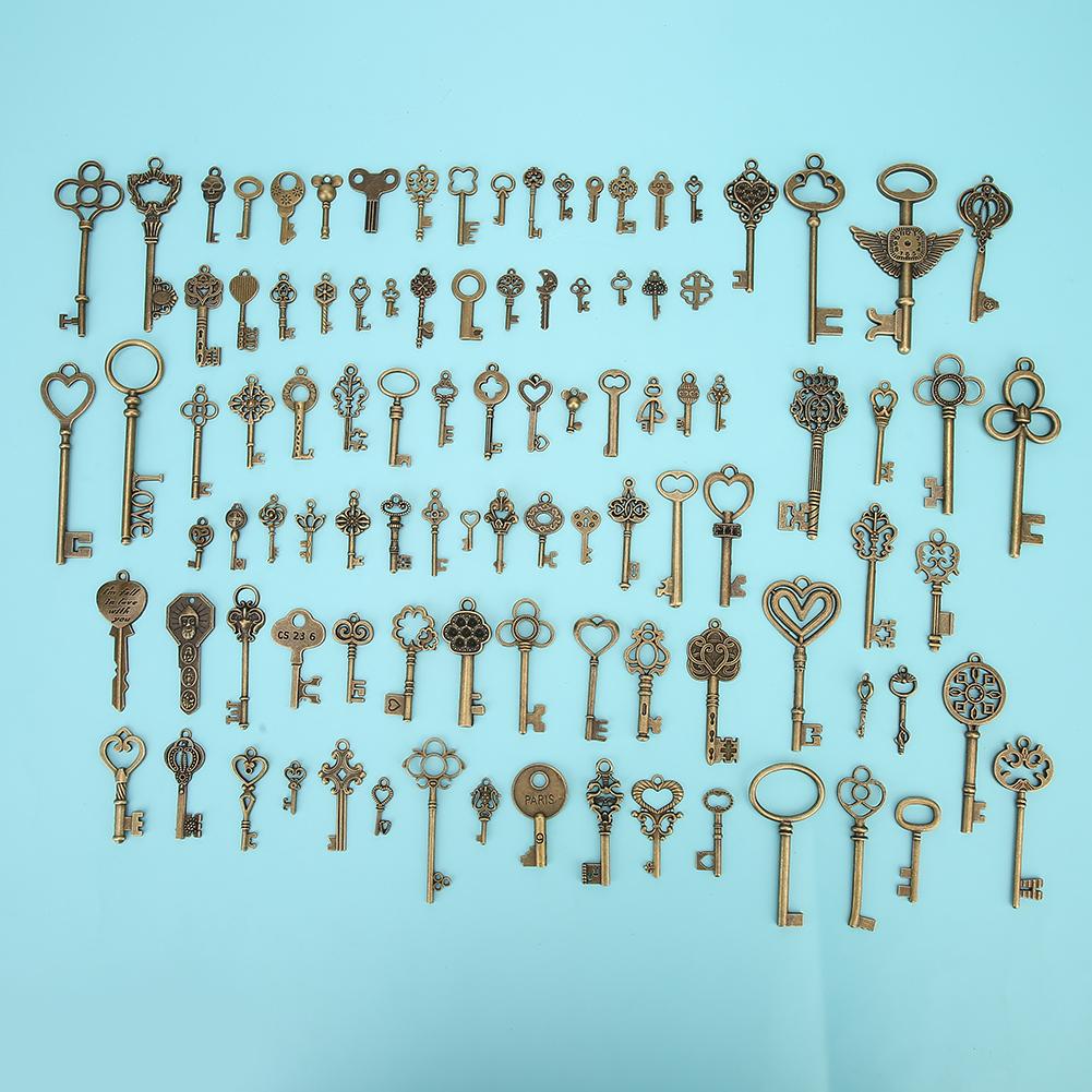 Bronze Schlüssel Dekoration Vintage DIY Anhänger Notizbücher Kleidung Materialien(100 stücke stile)