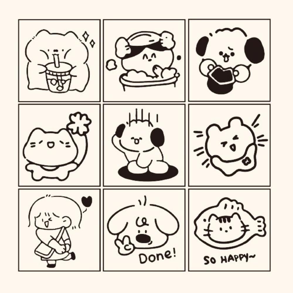 9pcs Set Cartoon Cat Dog Rubber Stamps Journal GO DIY Carved Stamps  for Scrapbooking Collage